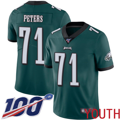 Youth Philadelphia Eagles 71 Jason Peters Midnight Green Team Color Vapor Untouchable NFL Jersey Limited Player 100th